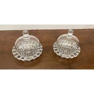 Mikasa crystal jam and marmalade covered jars